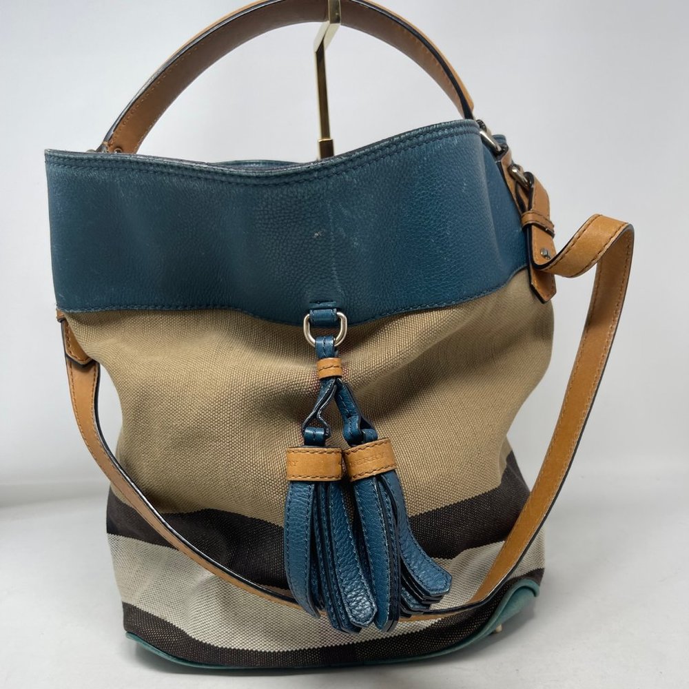 BURBERRY Ashby Canvas Tassel Bucket Bag